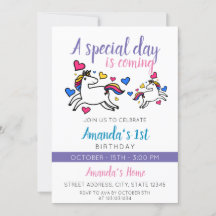 かわいいカラフルユニコーン1歳の誕生日