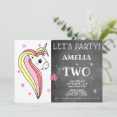 かわいいカラフルユニコーン2回目の誕生日 招待状 (スタンド正面)