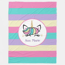 かわいいカラフルユニコーン フリースブランケット