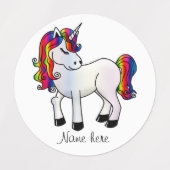 かわいいカラフルユニコーン ラベル (デザイン1)