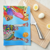 かわいいカラフルラブラドールレトリバーキッチンタオル キッチンタオル (四つ折り)