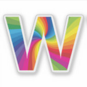 かわいいカラフルレインボアルファベットW シール (正面)