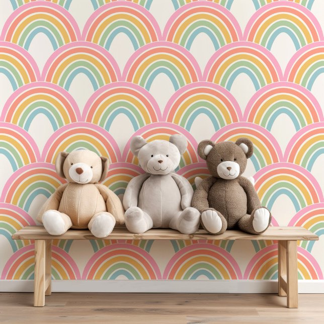 かわいいカラフルレインボホタテ模様キッズベビー 壁紙 (クリエイターアップロード済み)