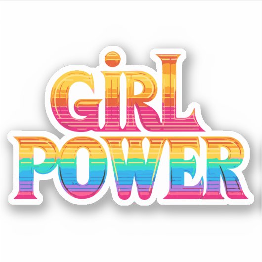 かわいいカラフルレインボーガールパワー シール (正面)
