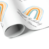 かわいいカラフルレインボースケッチカスタム誕生日 ラッピングペーパー (ロールコーナー)