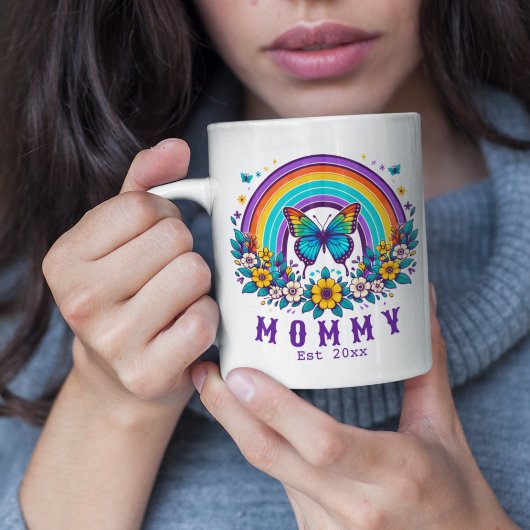 かわいいカラフルレインボーバタフライ新しいミイラのプレゼント コーヒーマグカップ
