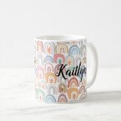 かわいいカラフルレインボーパーソナライズされた コーヒーマグカップ (正面右)