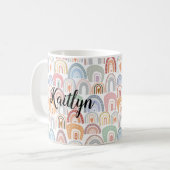 かわいいカラフルレインボーパーソナライズされた コーヒーマグカップ (正面左)