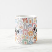 かわいいカラフルレインボーパーソナライズされた コーヒーマグカップ (中央)