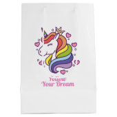かわいいカラフルレインボーユニコーン夢 ミディアムペーパーバッグ (裏面)