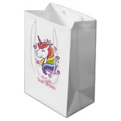 かわいいカラフルレインボーユニコーン夢 ミディアムペーパーバッグ (裏面アングル)