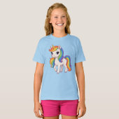 かわいいカラフルレインボーユニコーン Tシャツ (正面フル)