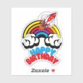かわいいカラフルレインボーロケット子供の誕生日 シール (シート)