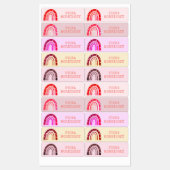 かわいいカラフルレインボー子供名 ラベル (シート)