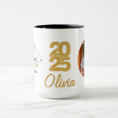 かわいいカラフルレインボー母の日カスタムの写真名 マグカップ (中央)