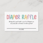 かわいいカラフルレタリングおむつラッフルベビーシャワー エンクロージャーカード (正面)
