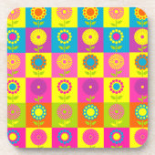 かわいいカラフルレトロな花園 コースター (正面)
