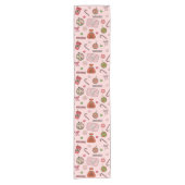 かわいいカラフルレトロクリスマスピンク ショートテーブルランナー (正面)