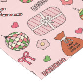 かわいいカラフルレトロクリスマスピンク ショートテーブルランナー (コーナー)