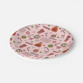 かわいいカラフルレトロクリスマスピンク ペーパープレート (アングル)