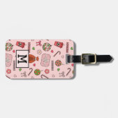 かわいいカラフルレトロクリスマスピンク ラゲッジタグ (正面横)