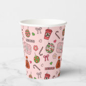 かわいいカラフルレトロクリスマスピンク 紙コップ (右)