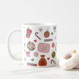 かわいいカラフルレトロクリスマス コーヒーマグカップ