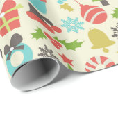 かわいいカラフルレトロクリスマス ラッピングペーパー (ロールコーナー)