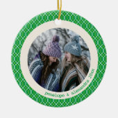 かわいいカラフルレトログリーンタイプライターカスタム写真 セラミックオーナメント (正面)