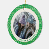 かわいいカラフルレトログリーンタイプライターカスタム写真 セラミックオーナメント (左)