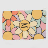 かわいいカラフルレトロスタイルデイジー花 ゴルフタオル (横)