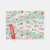 かわいいカラフルレトロパーソナライズされたアイスクリーム フリースブランケット (正面(横))