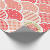 かわいいカラフルレトロピンクl水玉模様とストライプ ラッピングペーパー (角)