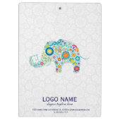 かわいいカラフルレトロフラワーズゾウイラストレーション クリップボード (裏面)