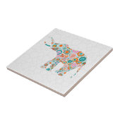 かわいいカラフルレトロフローラゾウ4 タイル (側面)