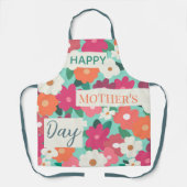 かわいいカラフルレトロフローラ/母の日 エプロン (正面)