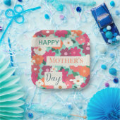 かわいいカラフルレトロフローラ/母の日 ペーパープレート (パーティー)