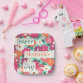 かわいいカラフルレトロフローラ/母の日 ペーパープレート (パーティー)