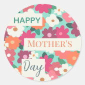 かわいいカラフルレトロフローラ/母の日 ラウンドシール (正面)