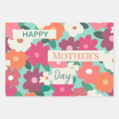 かわいいカラフルレトロフローラ/母の日 ラッピングペーパーシート (正面)