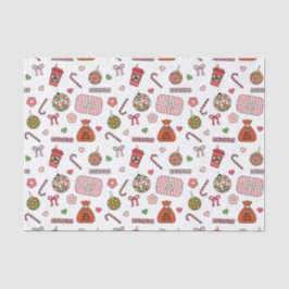 かわいいカラフルレトロホワイトクリスマス 薄葉紙