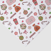 かわいいカラフルレトロホワイトクリスマス 薄葉紙 (詳細)