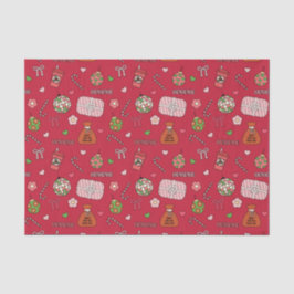 かわいいカラフルレトロレッドクリスマス 薄葉紙