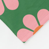 かわいいカラフルレトロ花柄グリーンとピンク フリースブランケット (角)