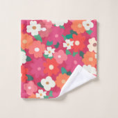 かわいいカラフルレトロ花模様バスタオルセット バスタオルセット (ウォッシュタオル)