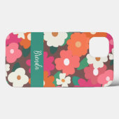 かわいいカラフルレトロ花模様名前をカスタムする Case-Mate iPhoneケース (裏面 (横))