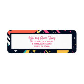 かわいいカラフルレトロ80年代の卒業式の招待状 ラベル (正面)