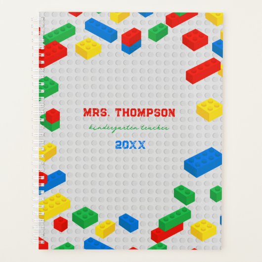 かわいいカラフルレンガ建物ブロックキッズ先生 プランナー手帳 (正面)