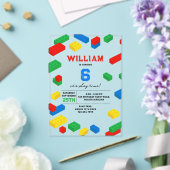 かわいいカラフルレンガ建物ブロック子供の誕生日 アクリル招待状 (インサイチュ (ウェディング))