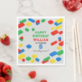 かわいいカラフルレンガ建物ブロック子供の誕生日 スタンダードランチョンナプキン (インサイチュ)